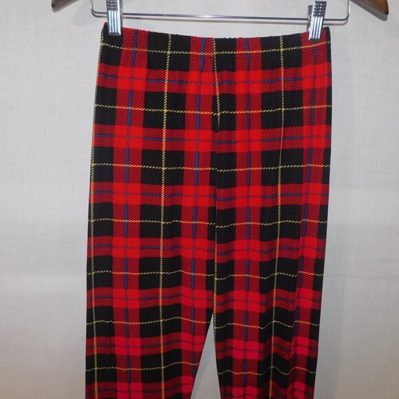 Red Black Tartan Plaid Womens Leggings OS size 2 -10 - Picture 6 of 7